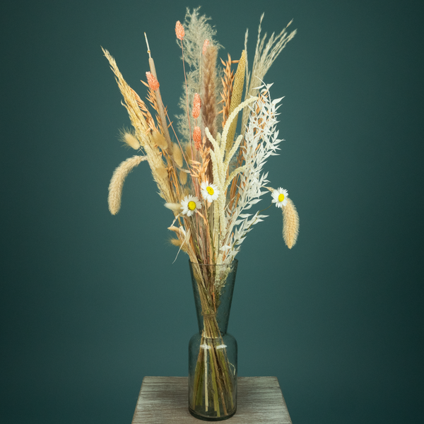 Droogboeket Poedertinten met Vaas
