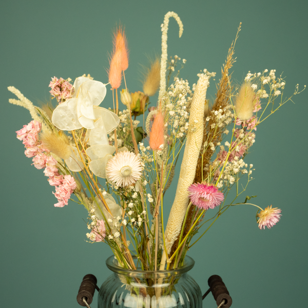 Droogboeket Roze-Wit