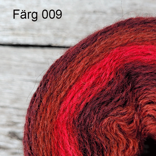 009 - Ullgarn 8/2, röda och bruna färgtoner