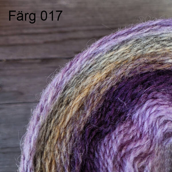 017 - Ullgarn 8/2, lila, grå och aprikosa färgtoner