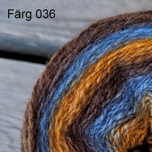 036 - Ullgarn 8/2, bruna och blå färgtoner