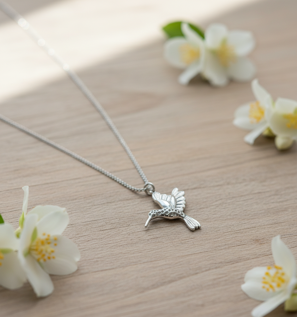 Ketting Sparkle zilverkleur ‘Kolibrie’