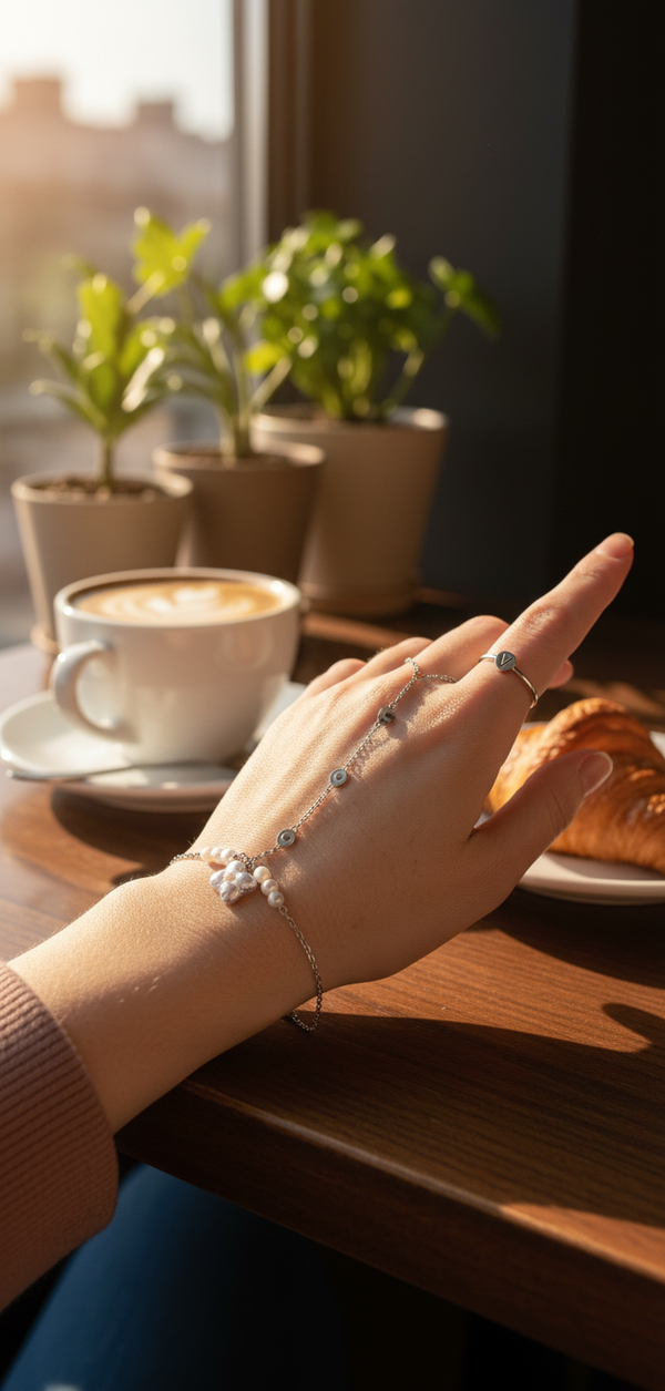 Handketting zilverkleur ‘Rosalie’