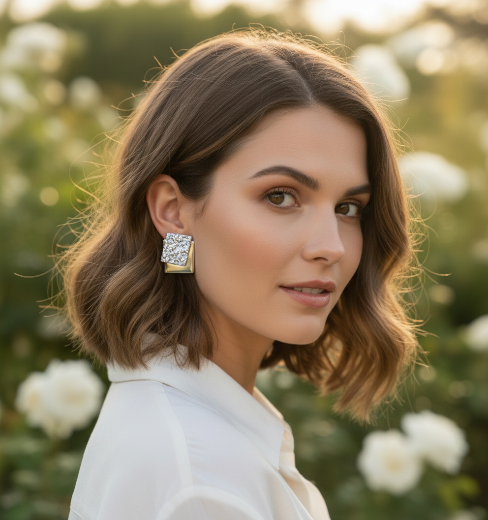 Oorstekers Modern zilverkleur  'Nessie’