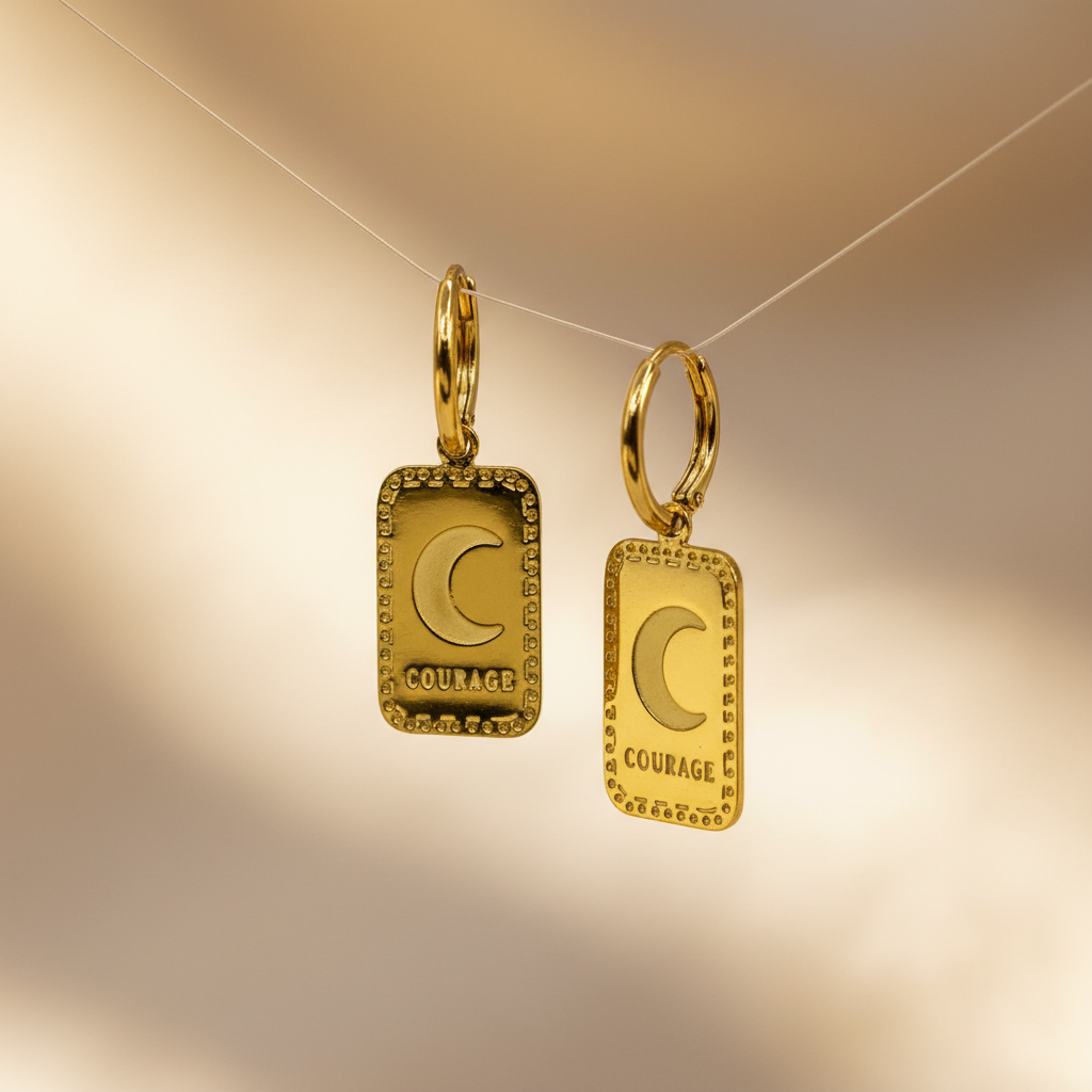 Oorbellen stainless steel 'Moon'