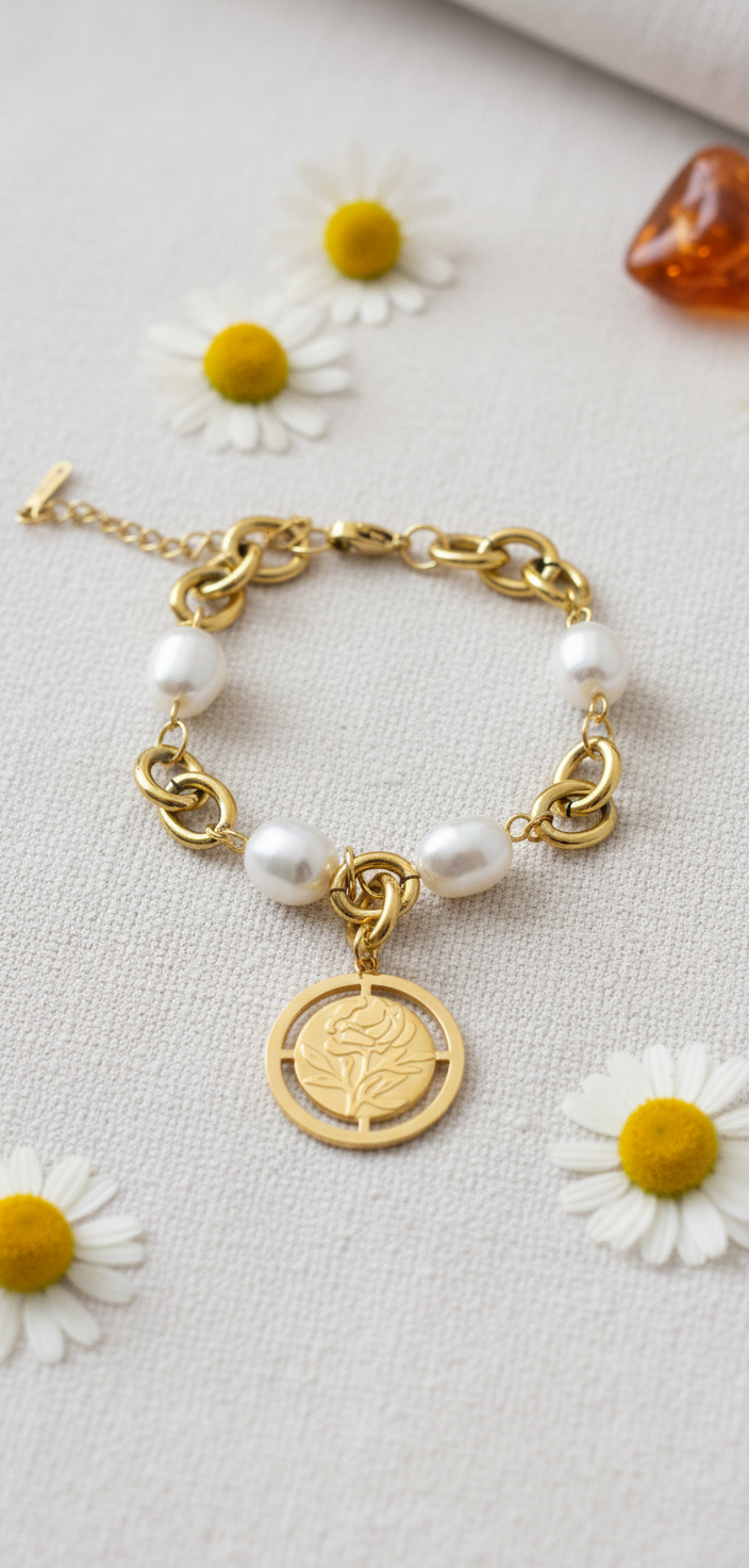 Armband stainless steel 'Rose'