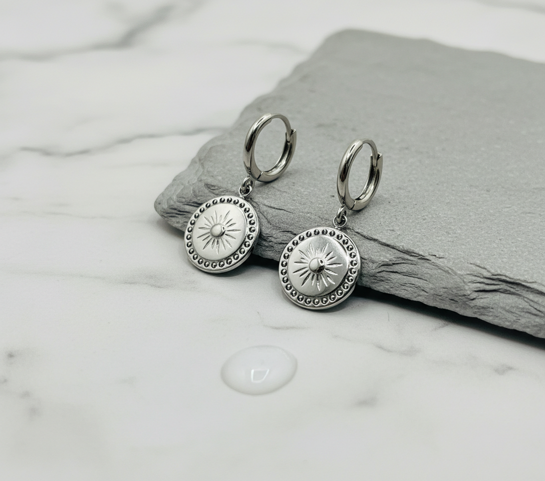 Oorbellen stainless steel zilverkleur 'Daan'