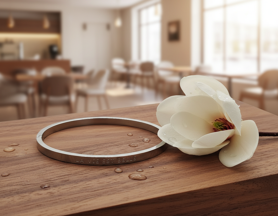 Armband stainless steel zilverkleur 'la vie est belle'