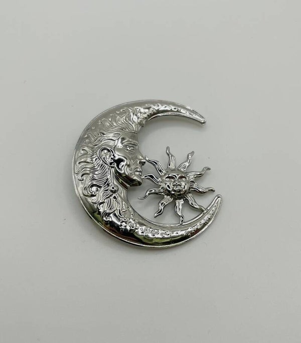 Broche Sun & Moon zilverkleur