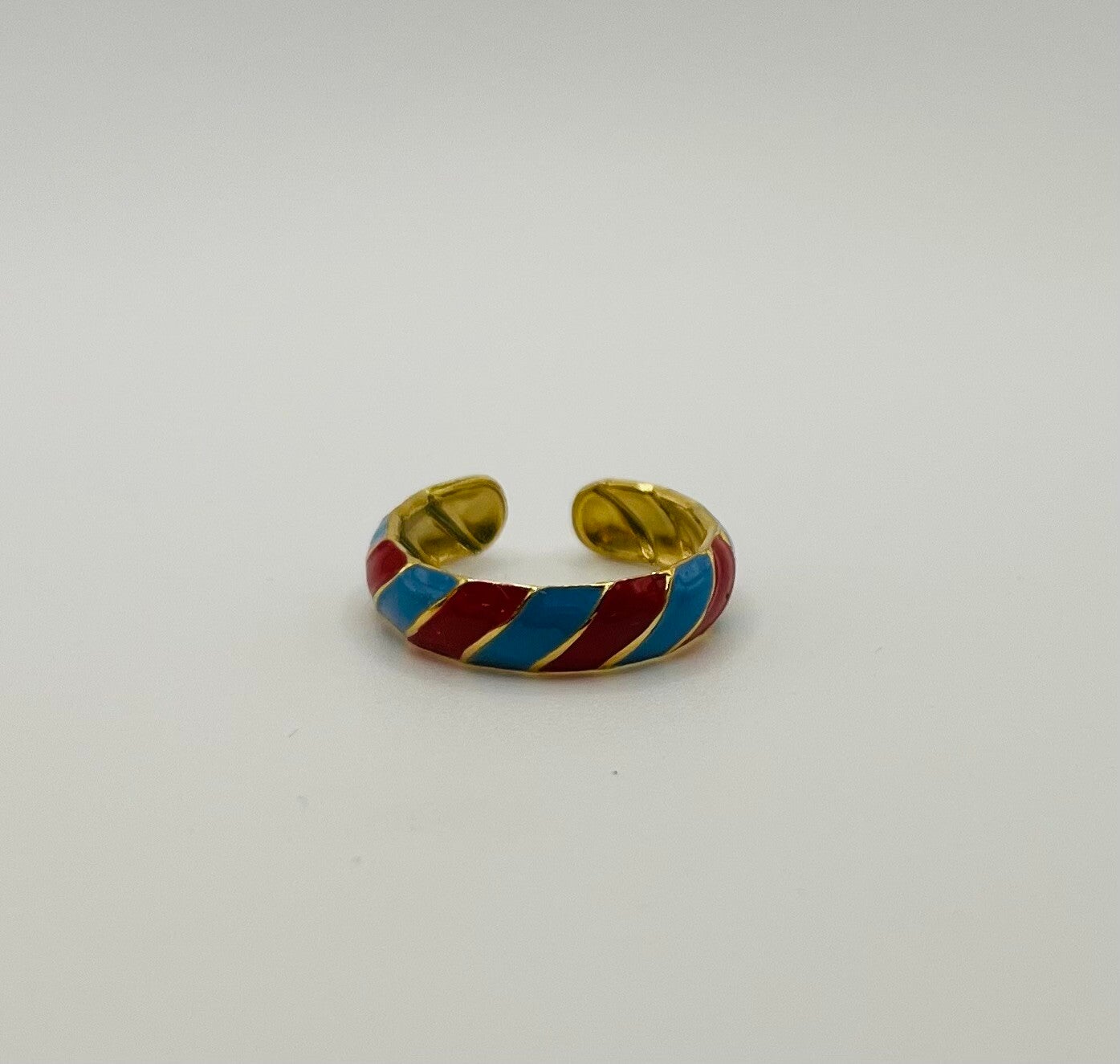 Ring stainless steel ‘Colours’ Red & Blue’
