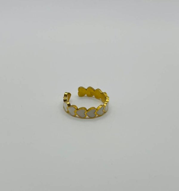Ring stainless steel ‘Katja’ Gold & White’
