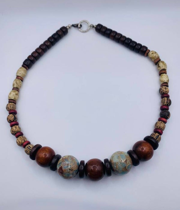 Ketting hout/natuursteen 'Joy'