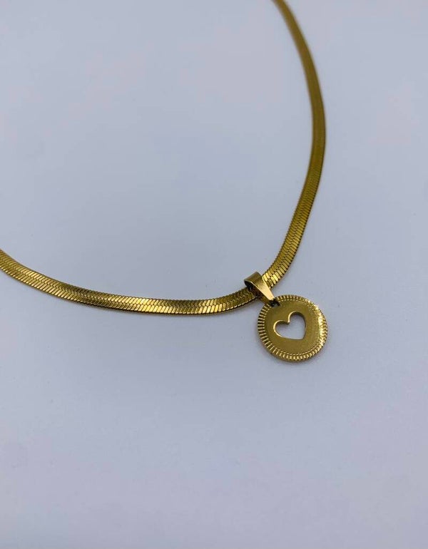 Ketting stainless steel snake 'Heart'