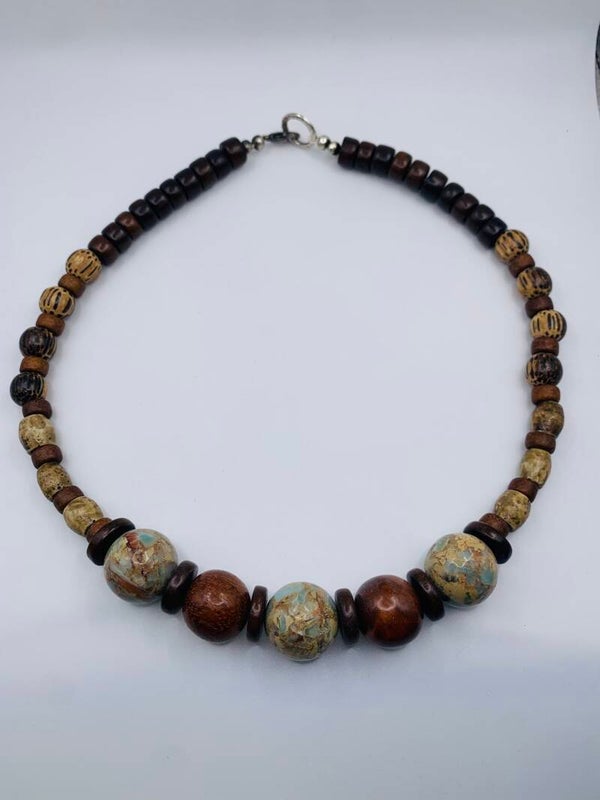 Ketting hout/natuursteen 'Evi'