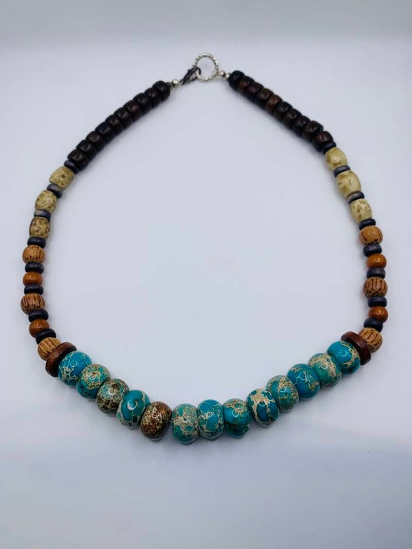 Ketting hout/natuursteen 'Nora'