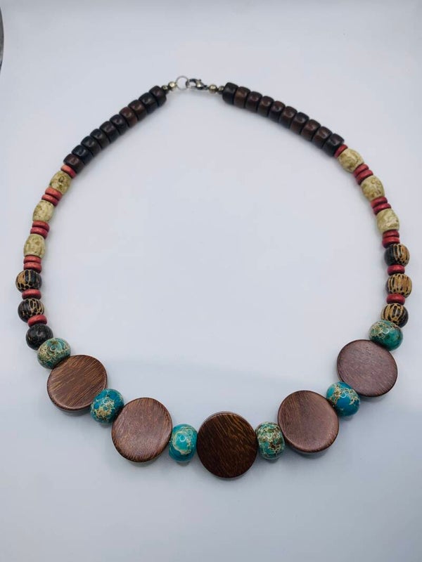Ketting hout/natuursteen 'Sara'