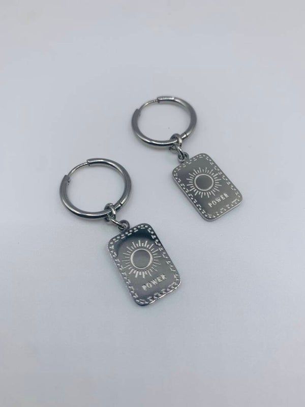 Oorbellen stainless steel zilverkleur 'Sun'