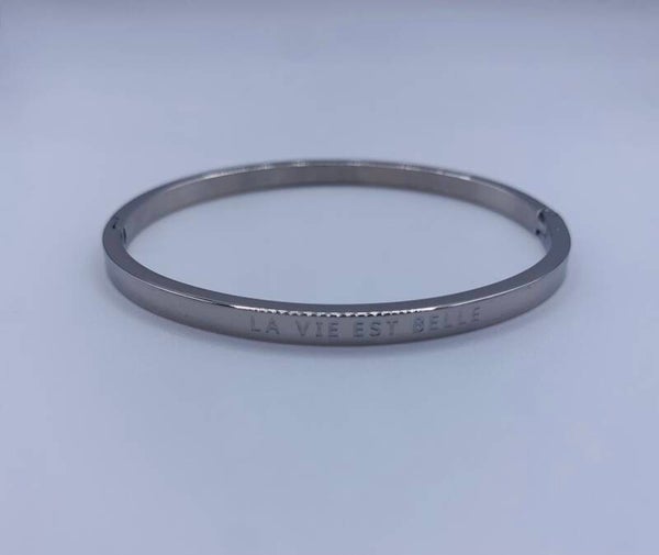 Armband stainless steel zilverkleur 'la vie est belle'