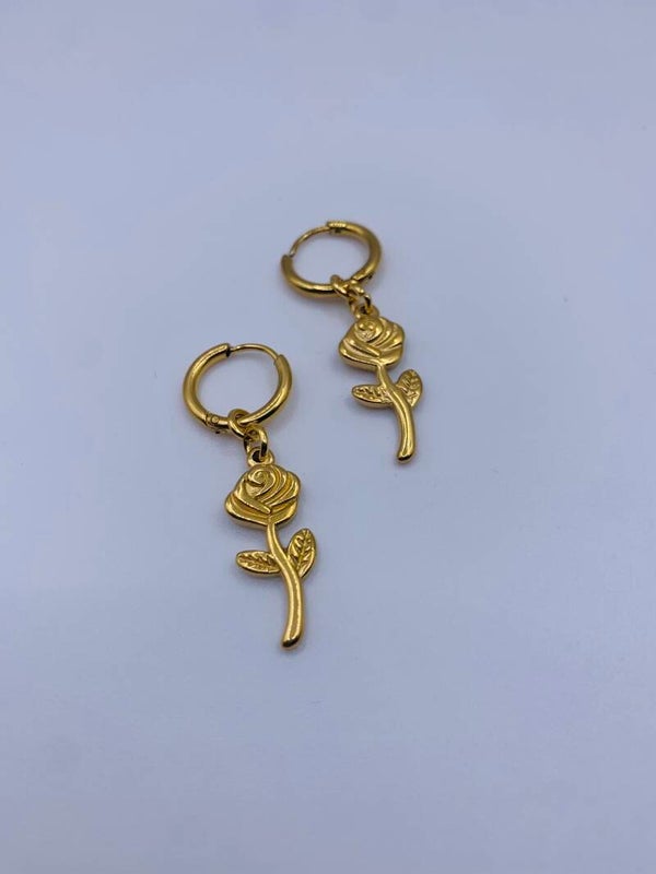 Oorbellen stainlesss steel 'Rose'