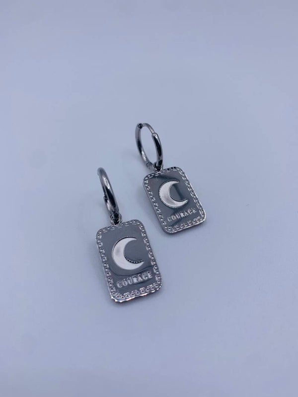 Oorbellen stainless steel zilverkleur 'Moon'