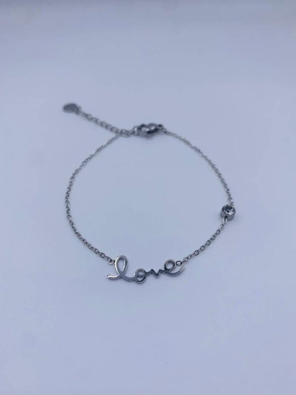 Armband stainless steel zilverkleur 'Love'