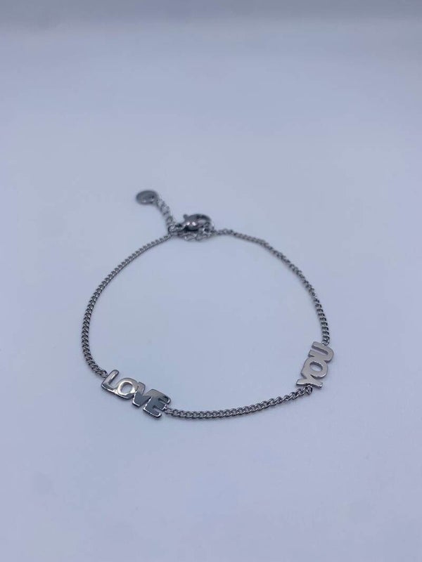Armband stainless steel zilverkleur 'Love You'