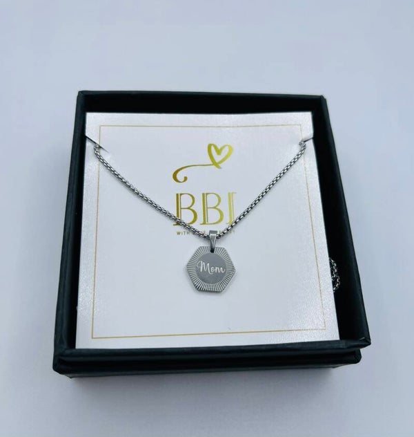 Ketting Sparkle zilverkleur 'Mom'