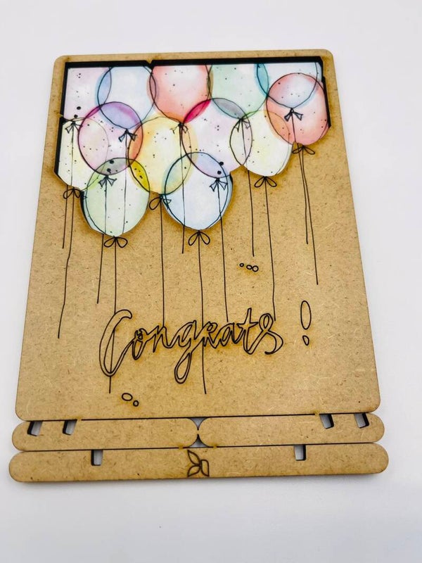 Wenskaart hout Komoni Amsterdam 'Congrats'