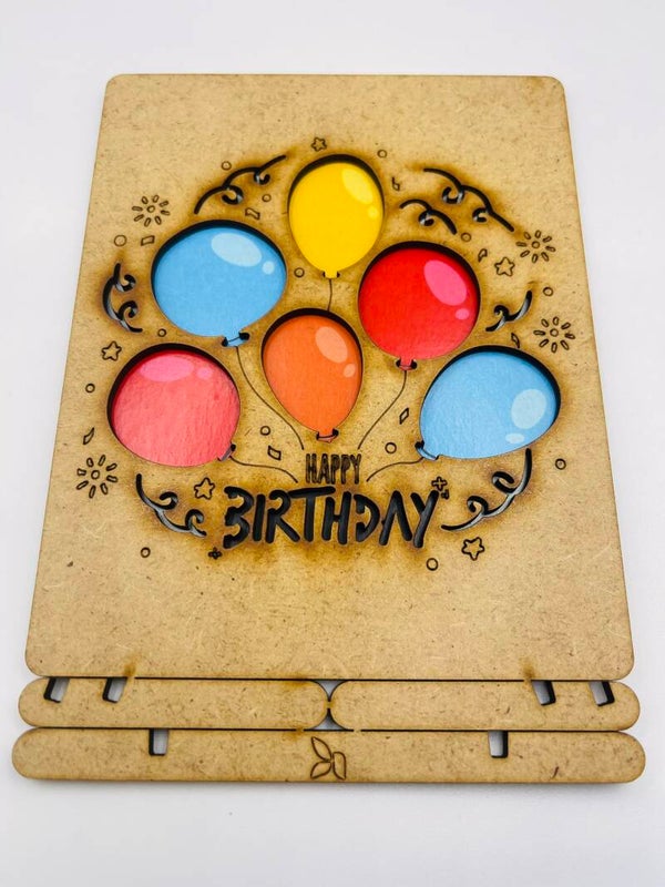 Wenskaart hout Komoni Amsterdam 'Birthday'