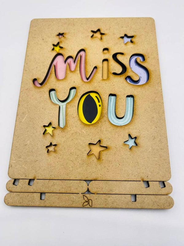 Wenskaart hout Komoni Amsterdam 'Miss You'