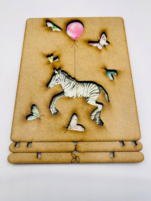 Wenskaart hout Komoni Amsterdam 'Geboorte pink balloon'