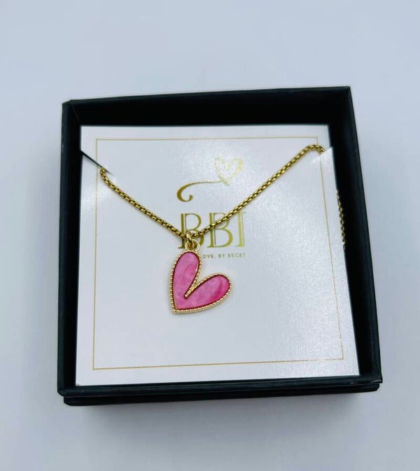 Ketting Sparkle 'Heart dark pink'