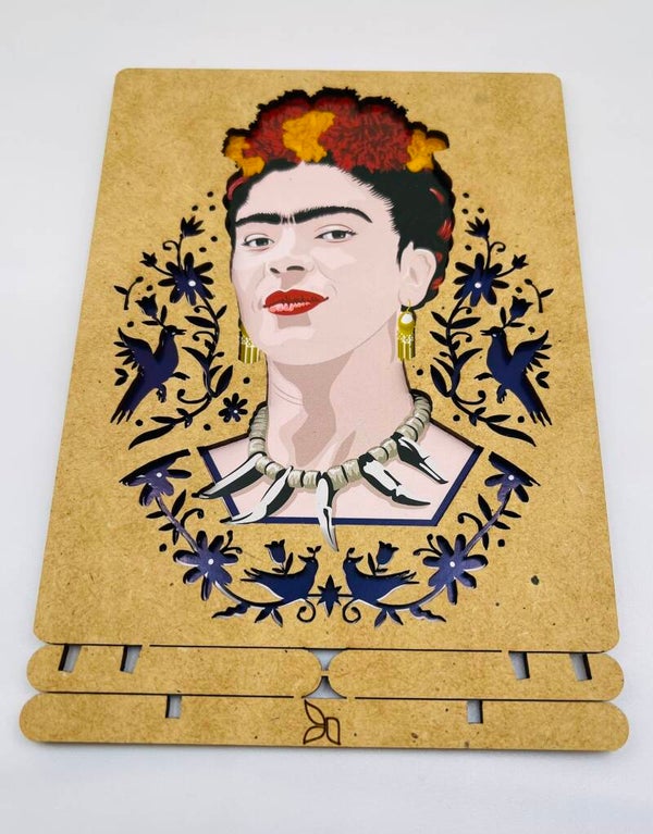 Wenskaart Hout 'Fridah Kahlo