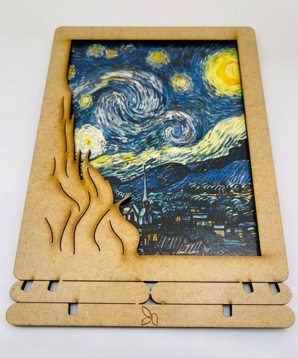 Wenskaart Hout 'Vincent van Gogh, Sterrennacht'