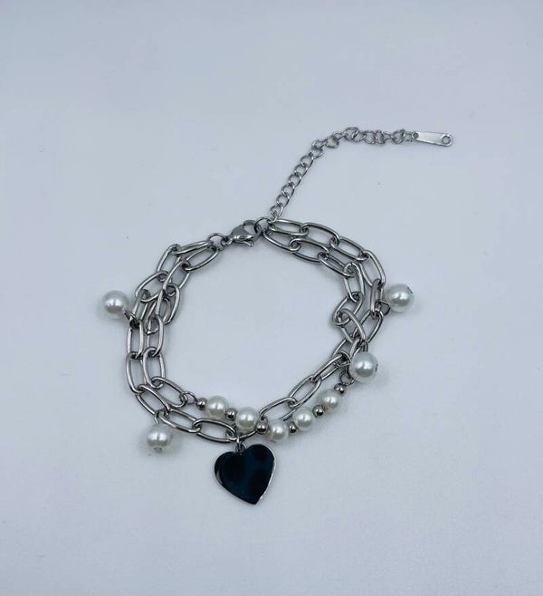 Armband stainless steel zilverkleur 'Leonora'