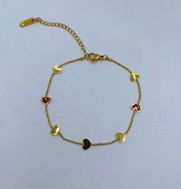 Armband stainless steel 'Hearts'