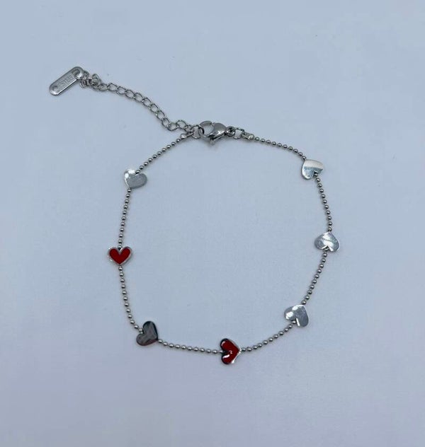 Armband stainless steel zilverkleur 'Hearts'