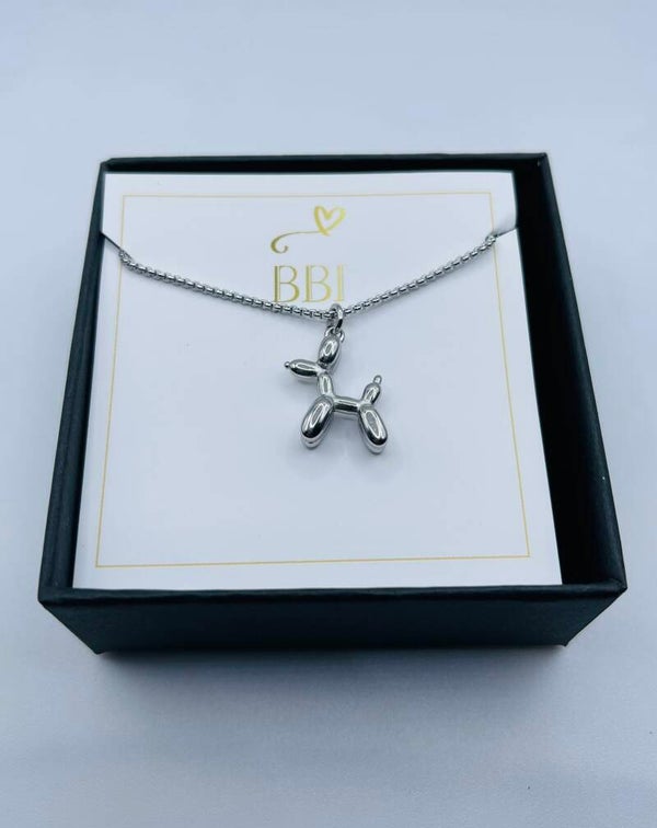 Ketting Sparkle zilverkleur 'Balloon dog'
