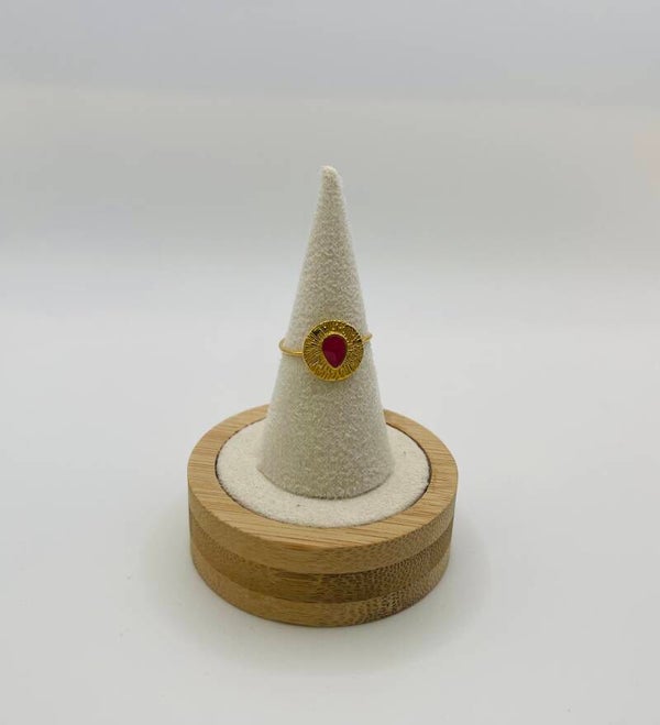 Ring stainless steel ‘Drop Magenta’