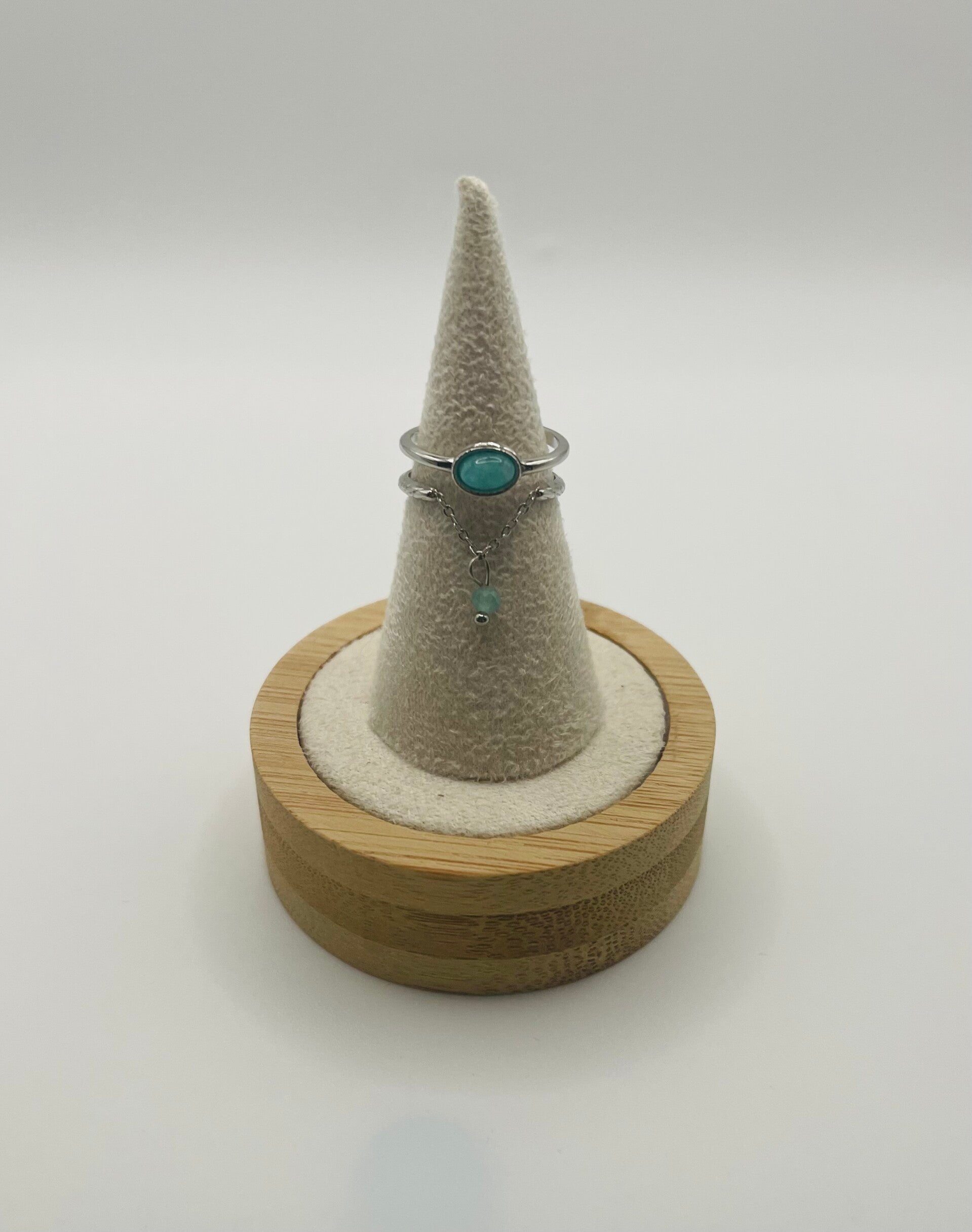 Ring stainless steel zilverkleur ‘Swirl Turquoise’