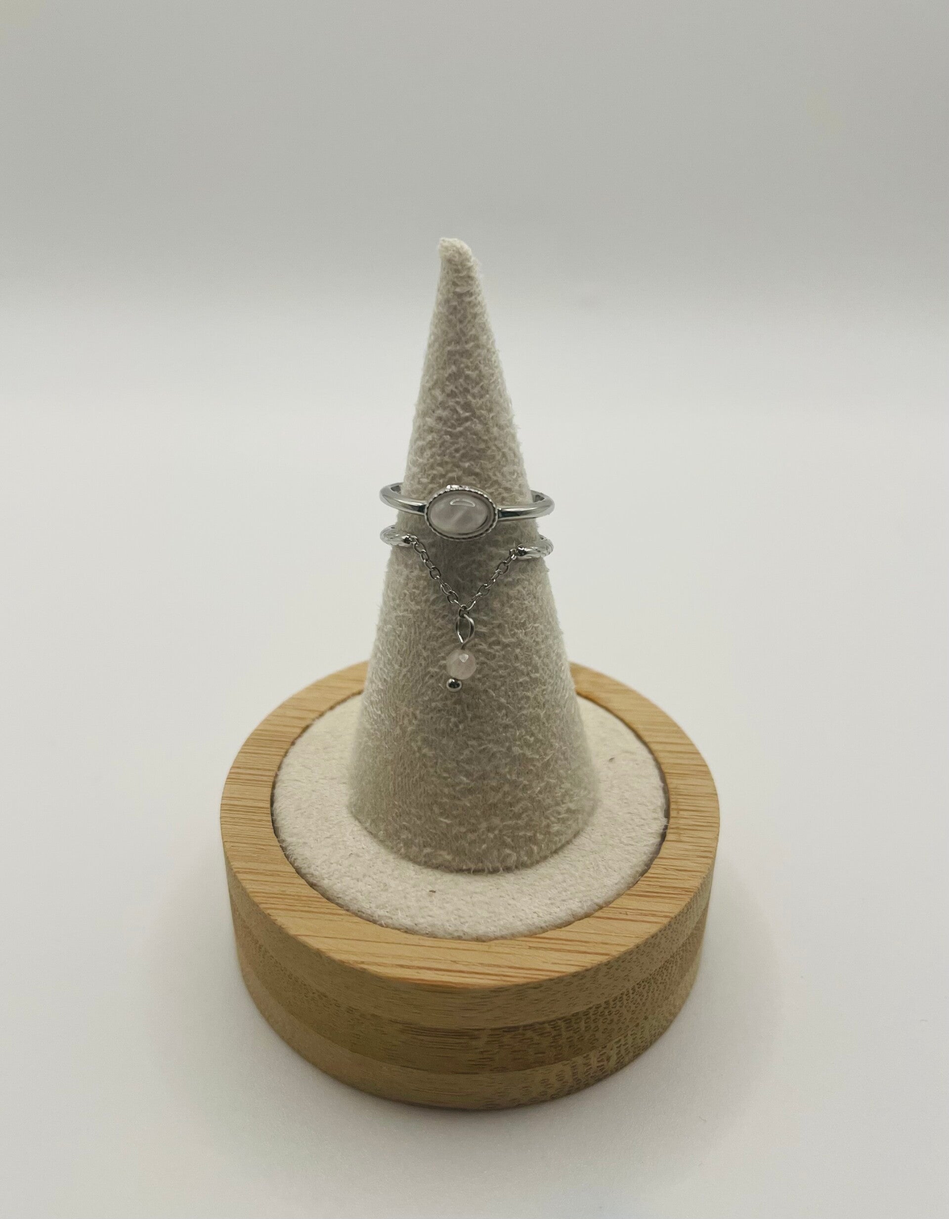 Ring stainless steel zilverkleur ‘Swirl White’