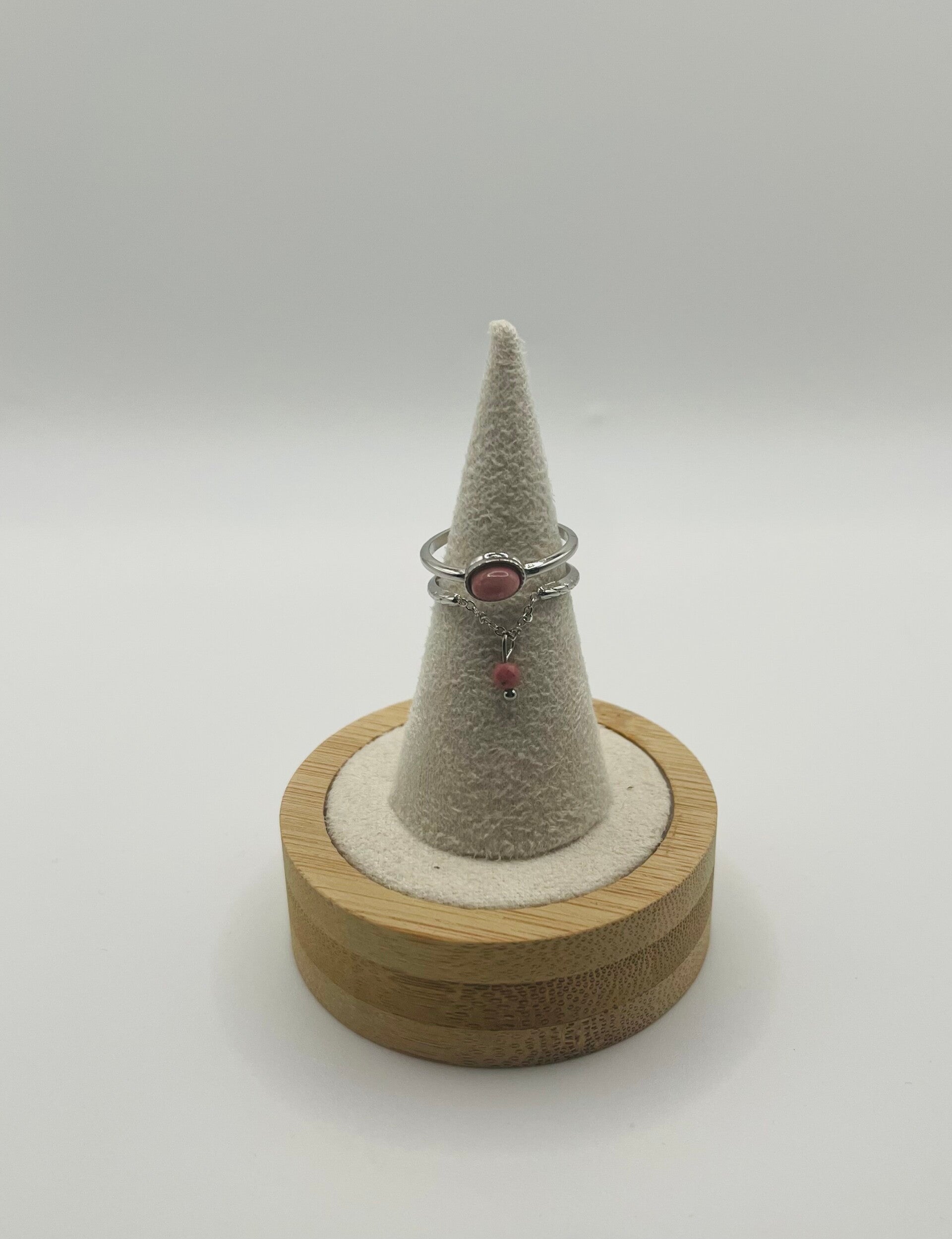 Ring stainless steel zilverkleur ‘Swirl Pink Rose’