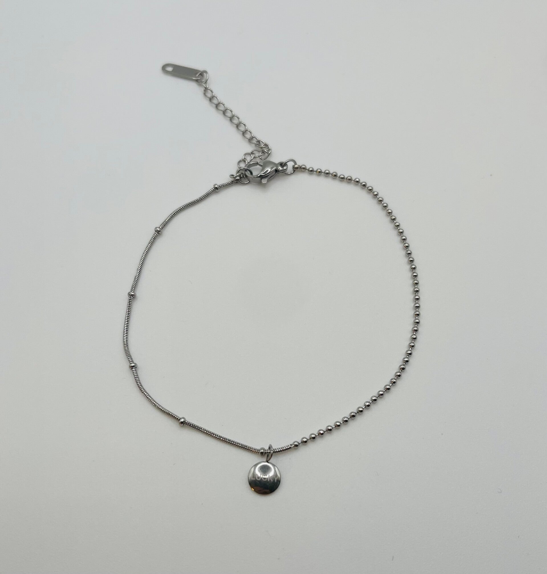 Enkelbandje zilverkleur 'Lucky'