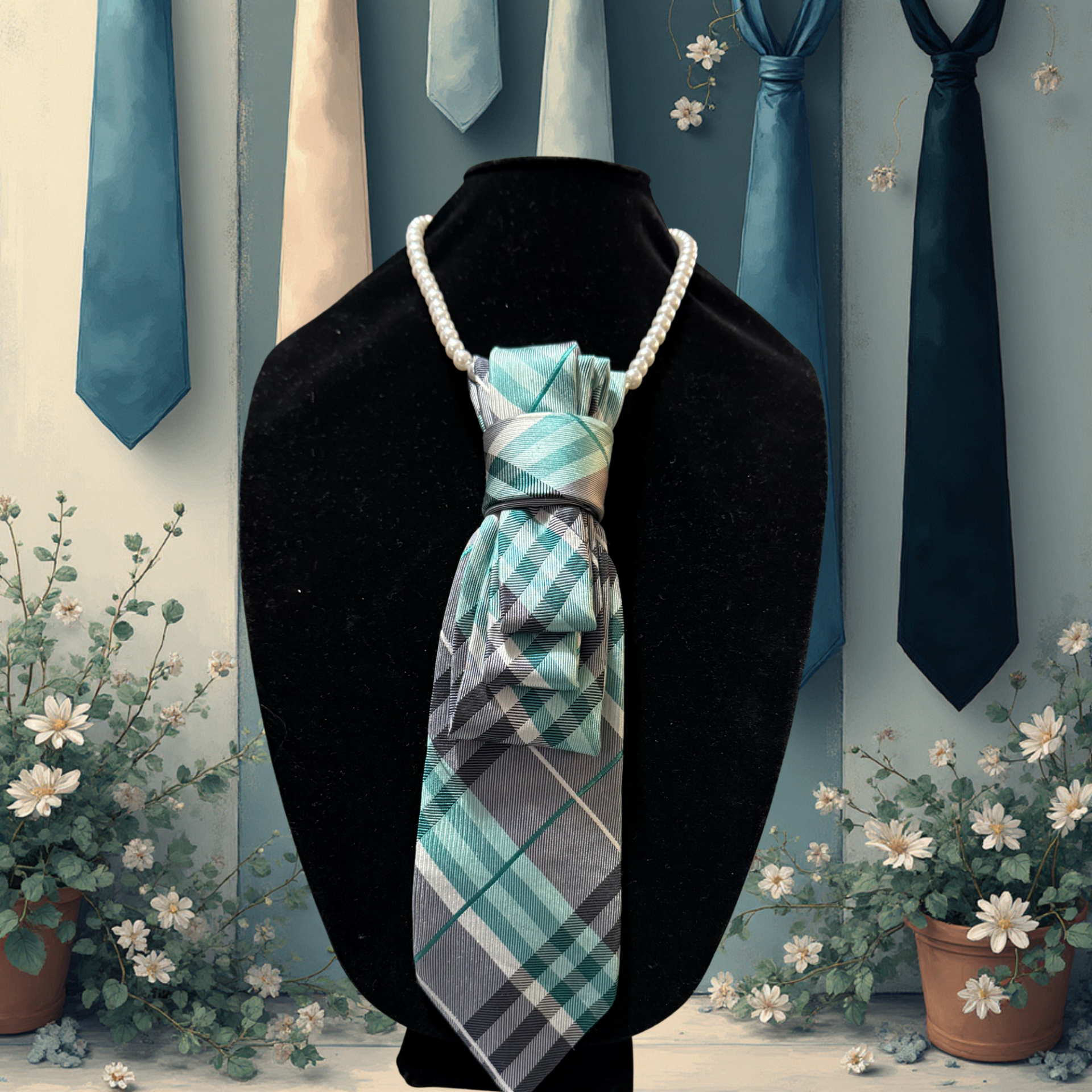 Gray/Turquoise Necktie