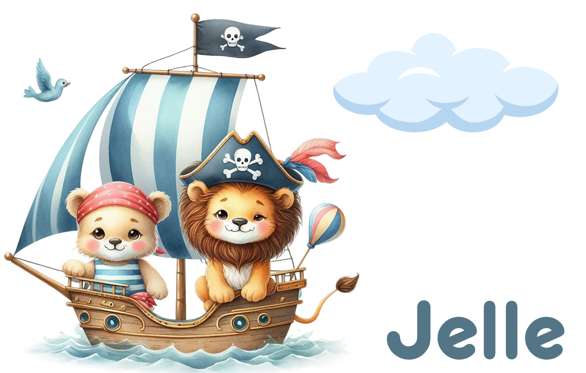 Brooddoos met naam - leeuw en beer piraat