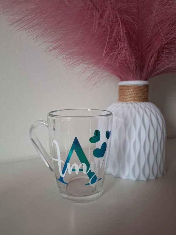 Theeglas met naam en hartje