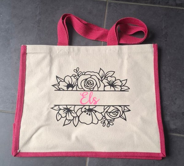 Jute shopper met naam