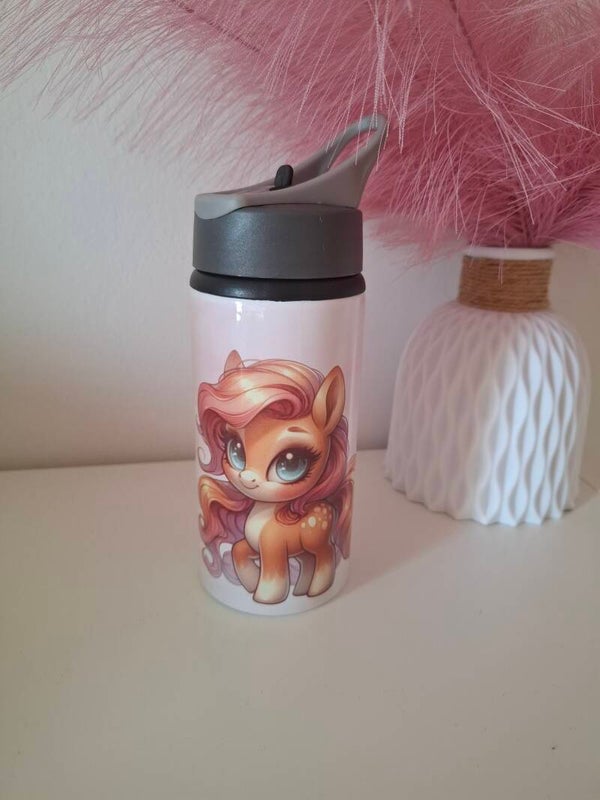 Drinkfles rietje met naam - Schattig paard