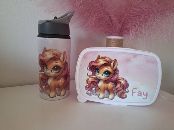 Lunch set met naam - Schattig paard