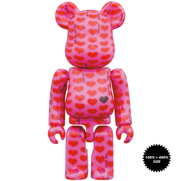 MED601939-Hide Pink Heart 100% + 400% Be@rbrick Set by Medicom Toy
